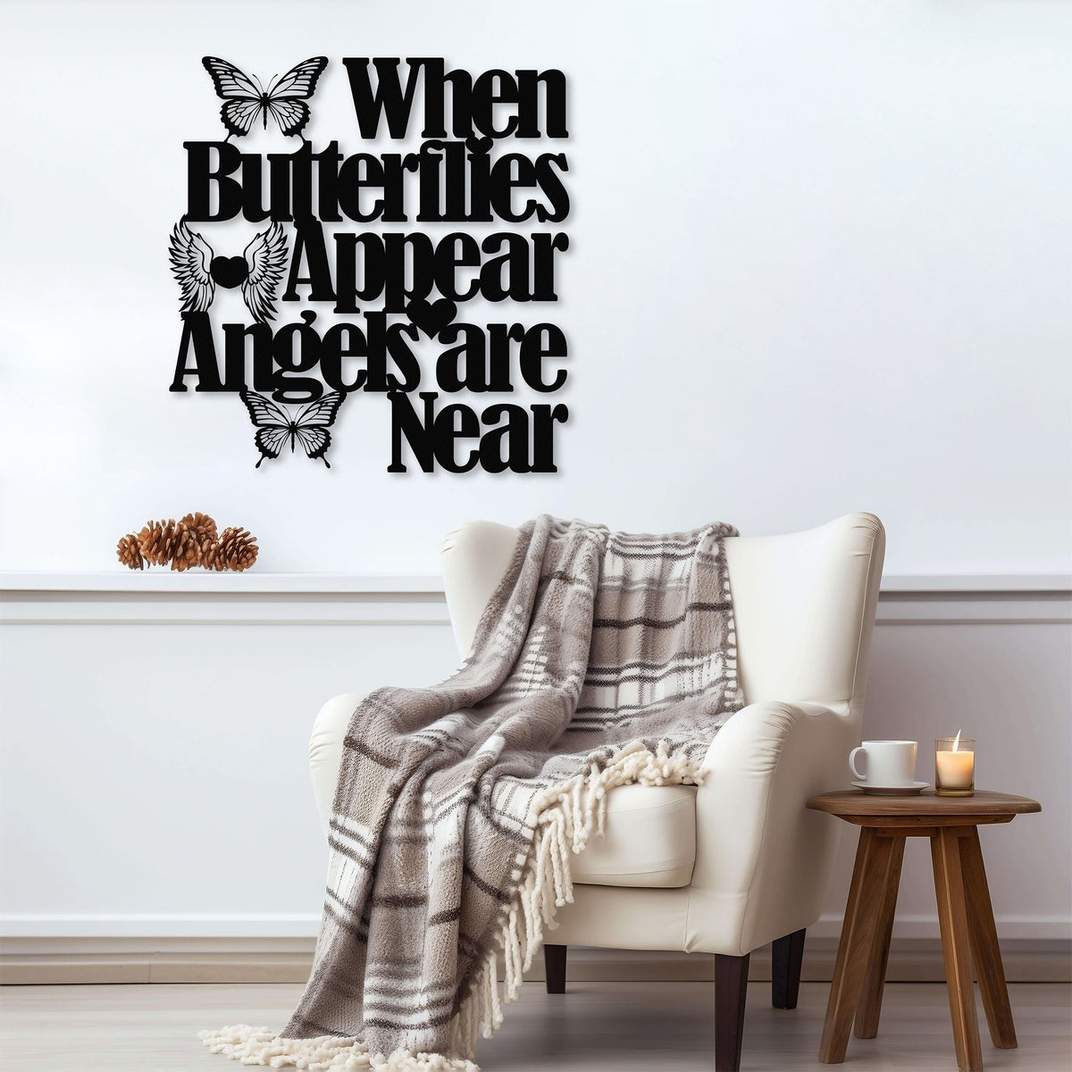 "When Butterflies Appear, Angels Are Near" metal wall decor